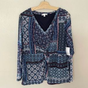 NWT Daily Thread Patchwork Navy Top. XL